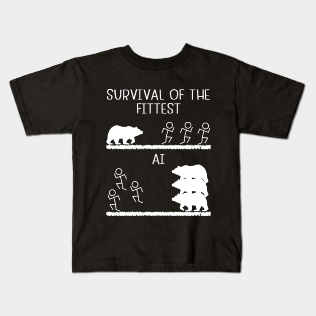Survival of the Fittest vs AI Kids T-Shirt by Say Something